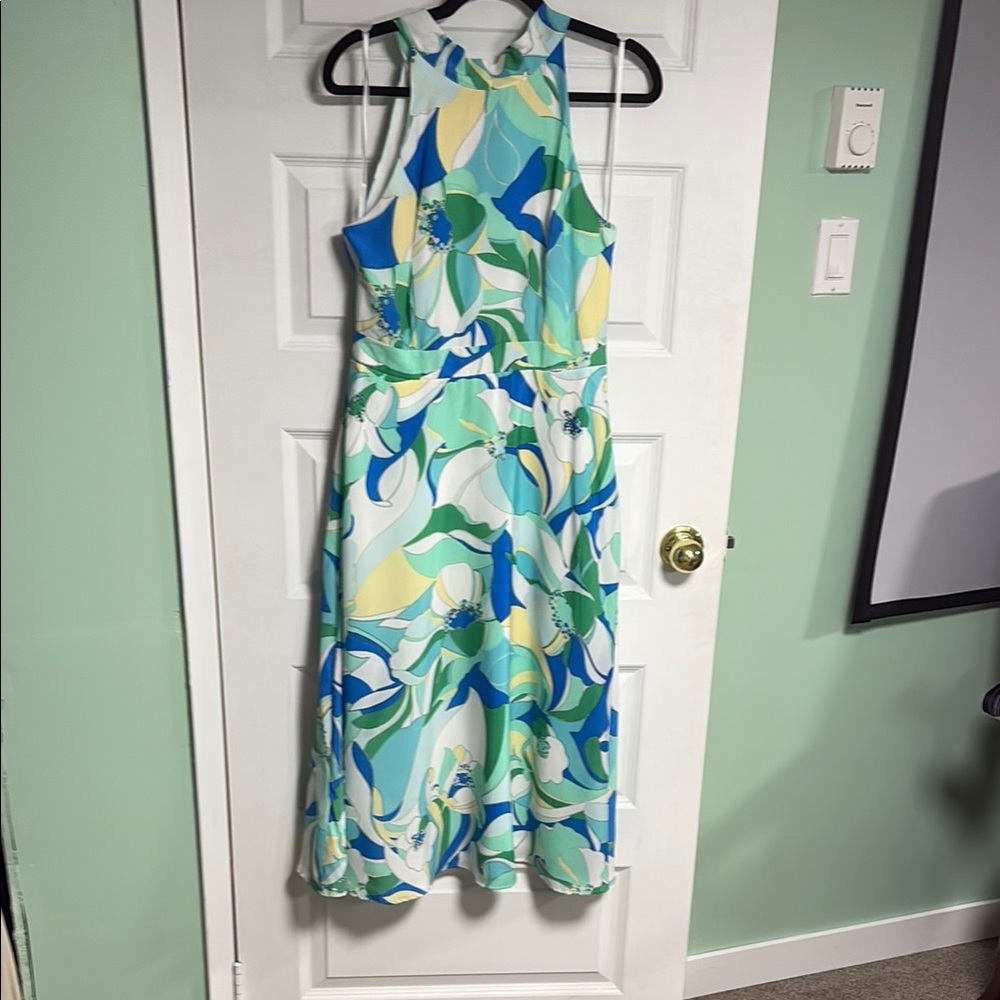 Tahari Blue and White Sundress Maxi